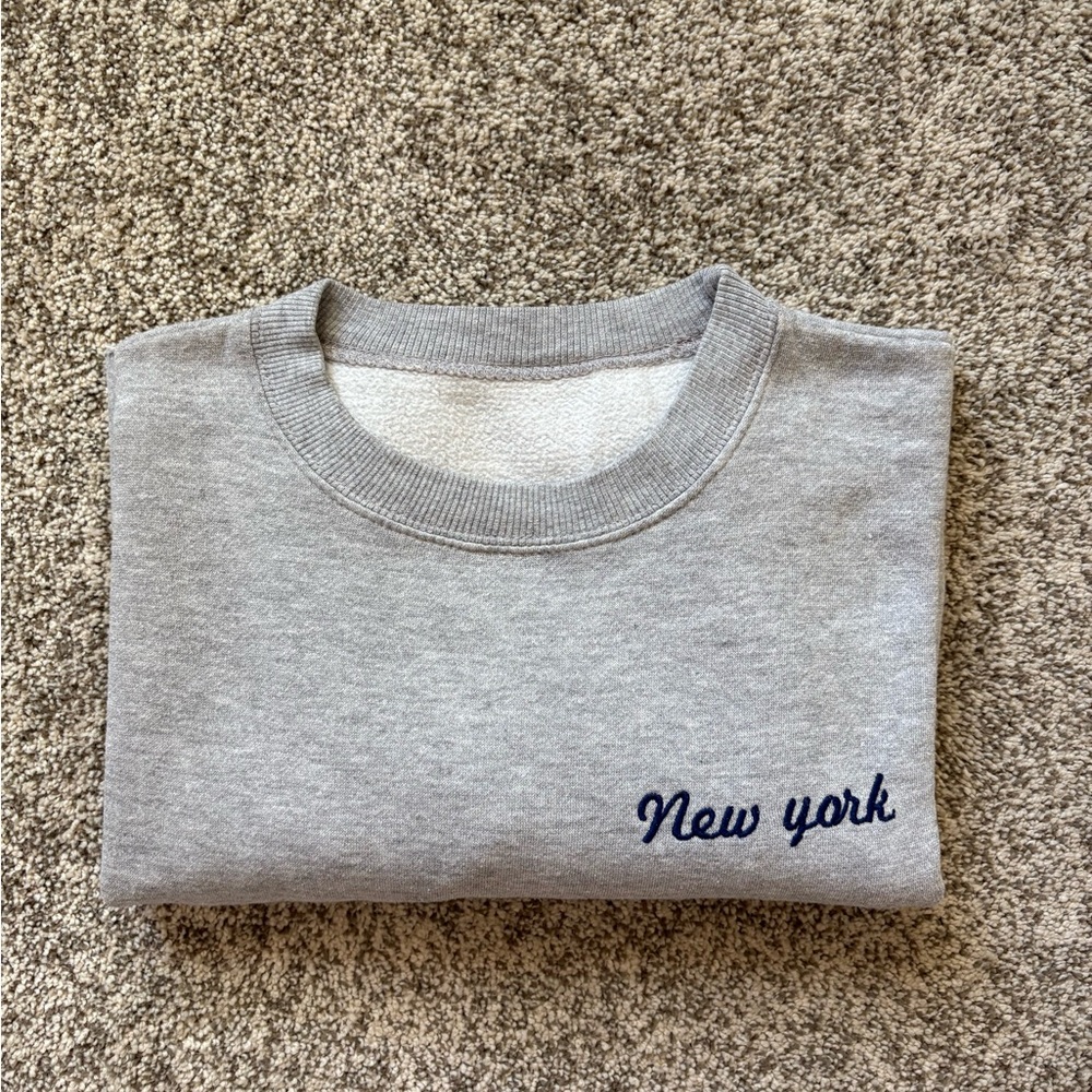 Brandy Melville Gray New York Embroidered Sweater
